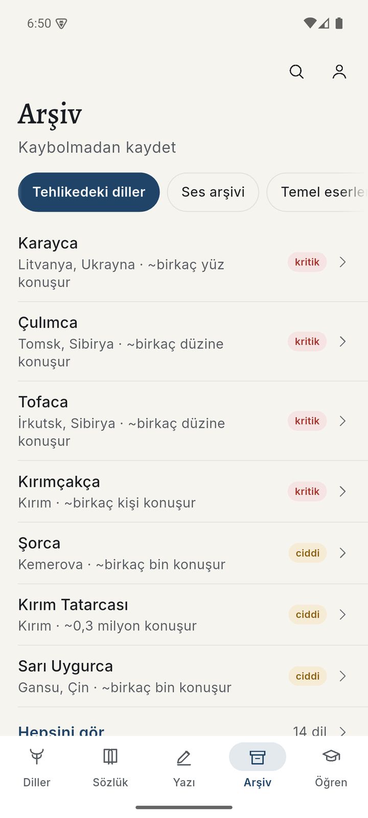 Arşiv sekmesi: tehlikedeki diller ve temel eserler